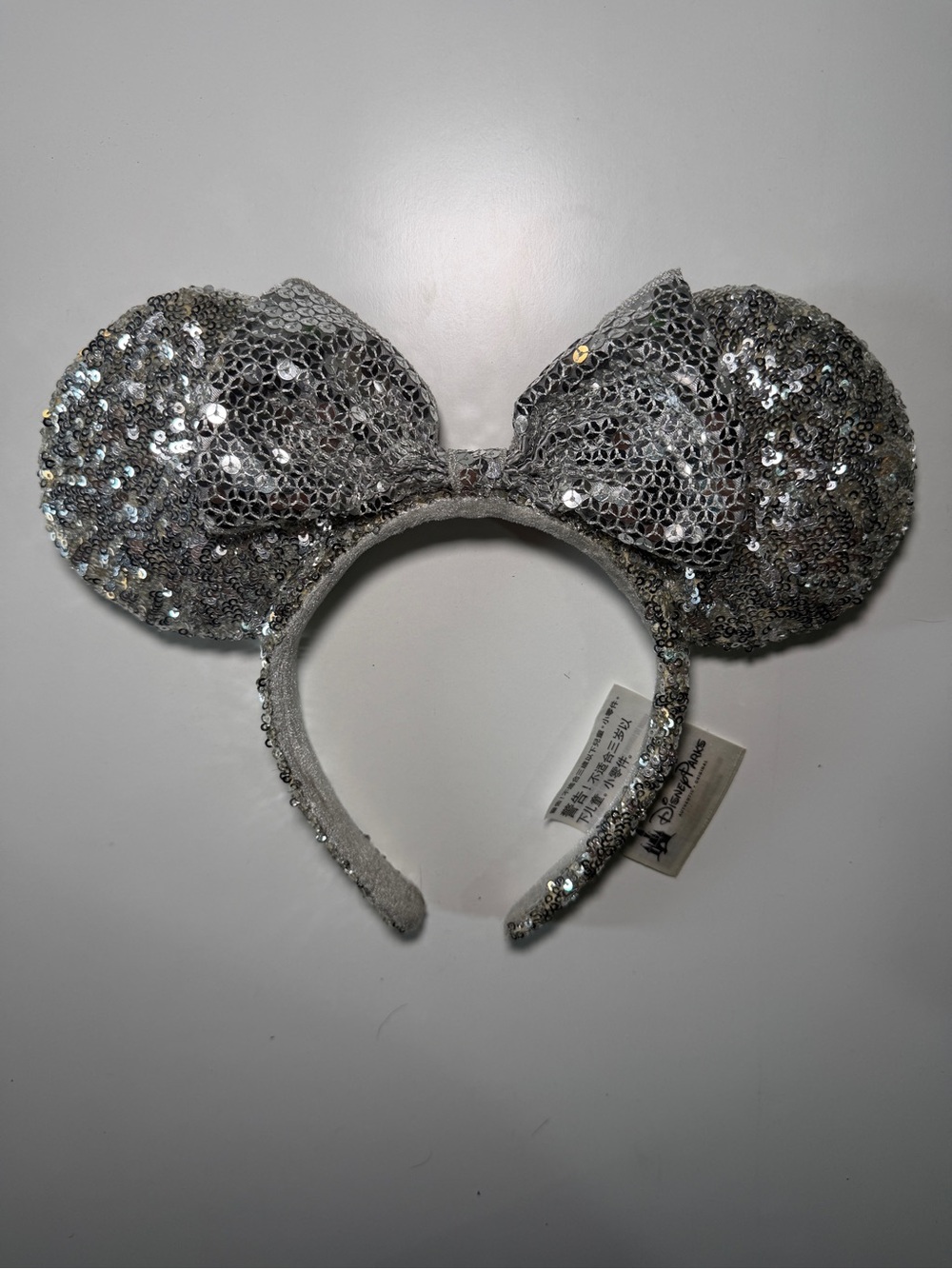 Disney Silver Sequin Minnie Ear Headband with Bow